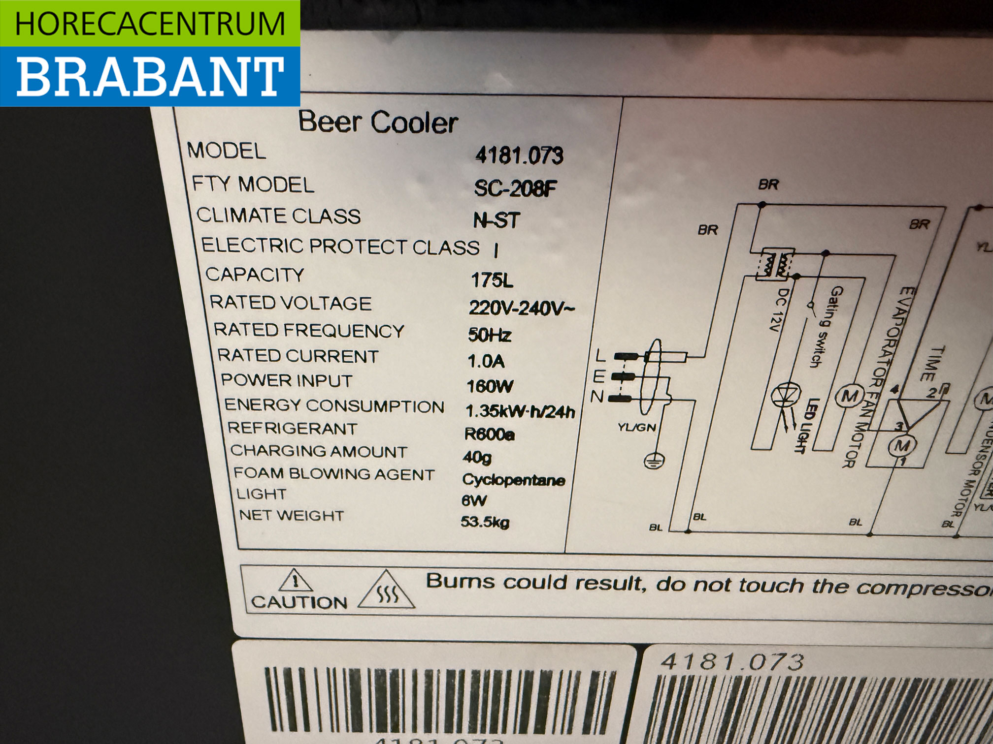 Bar-Kühlschrank 2 Glas-Flügeltüren 90,5 cm 230V Horeca – Bild 5