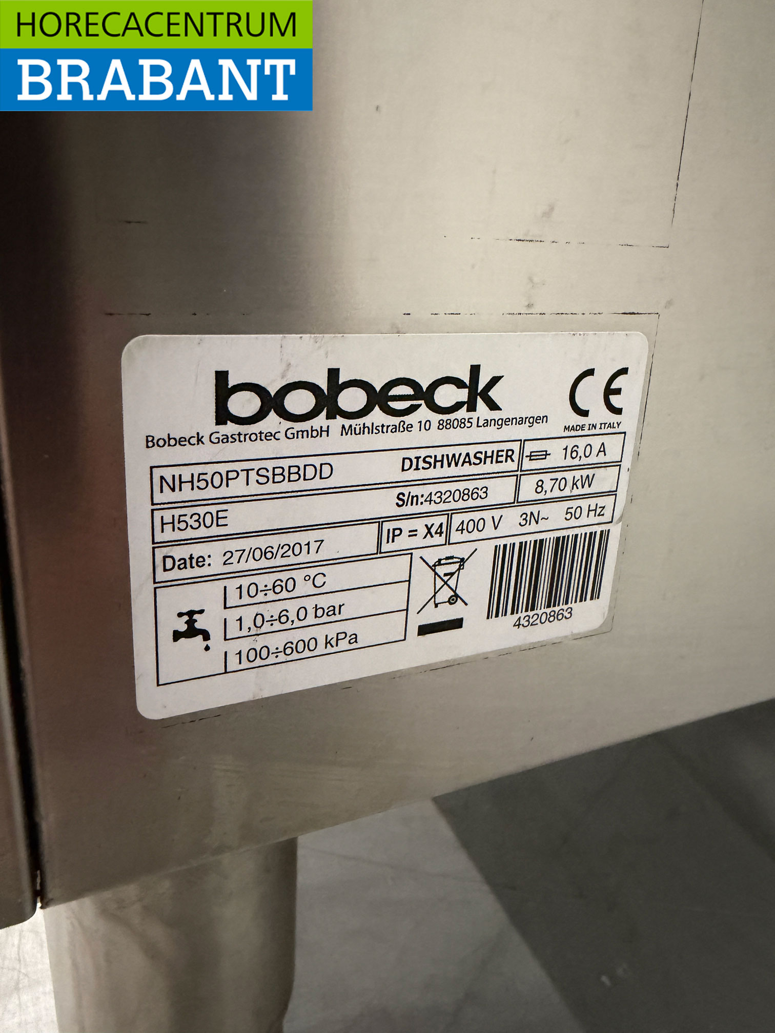 Edelstahl Bobeck H530E Durchschubspülmaschine mit Ablaufpumpe 400V Horeca – Bild 6
