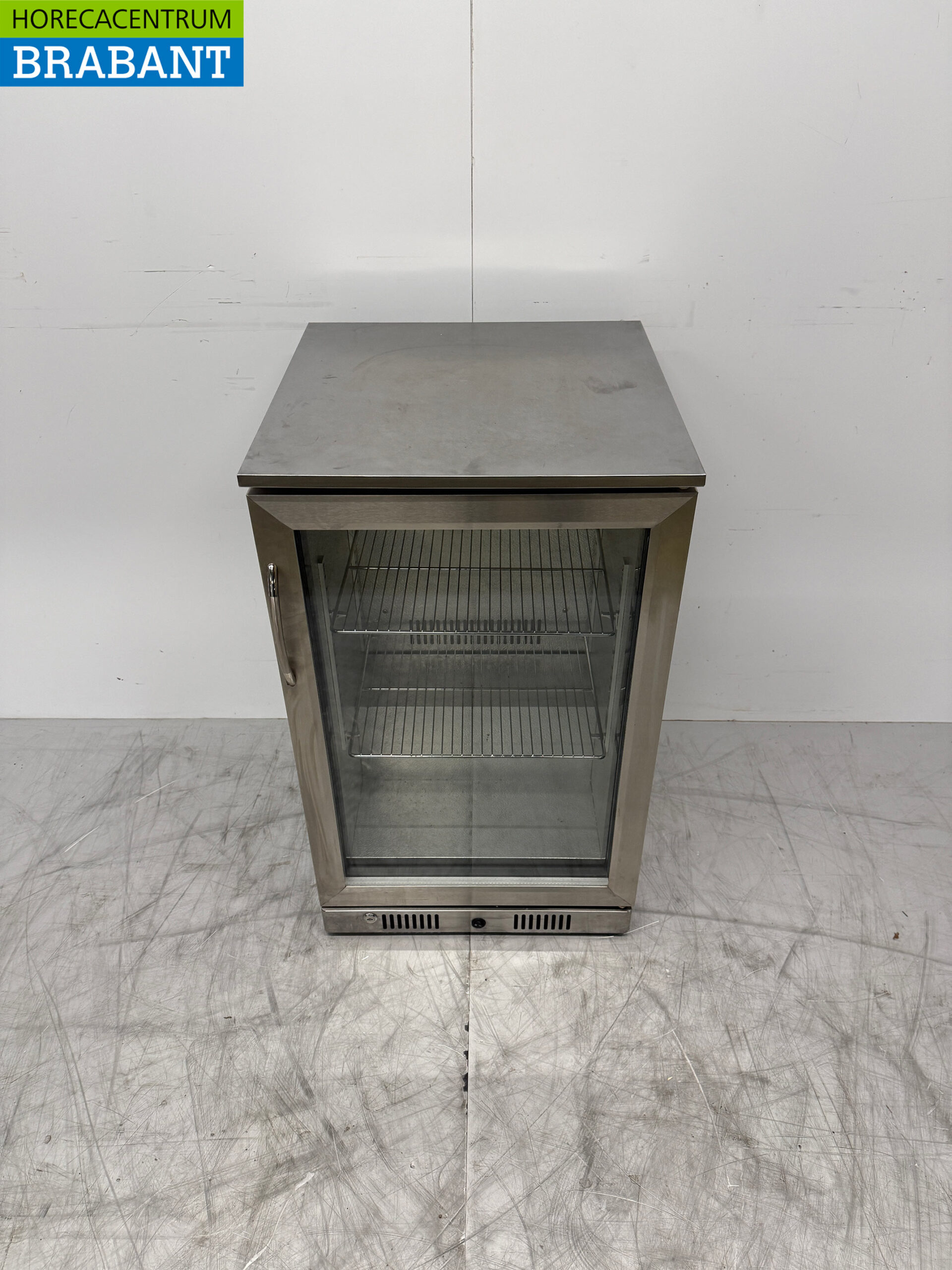Edelstahl Glastür Kühlschrank 108 Liter 230V Horeca