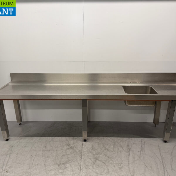 Edelstahl-Futtertisch T.B.V. Schiebespülmaschine 226 x 75 x 92 cm Horeca