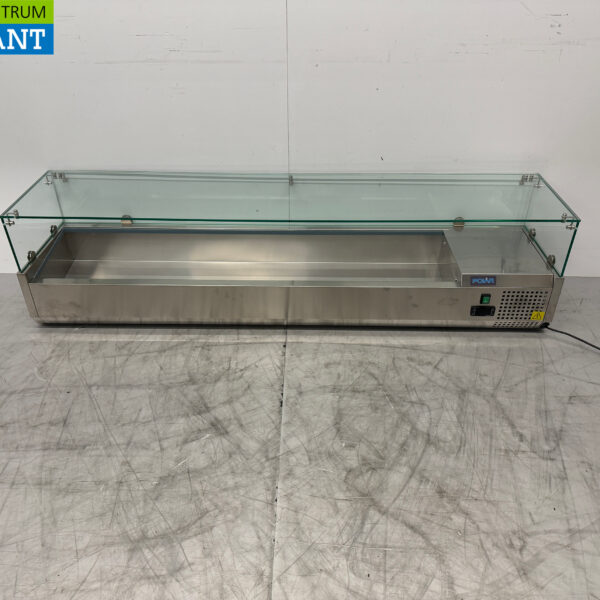 Polar Edelstahl Thekenvitrine Thekenkühler saladière 8 x 1/3 GN 180 cm Horeca