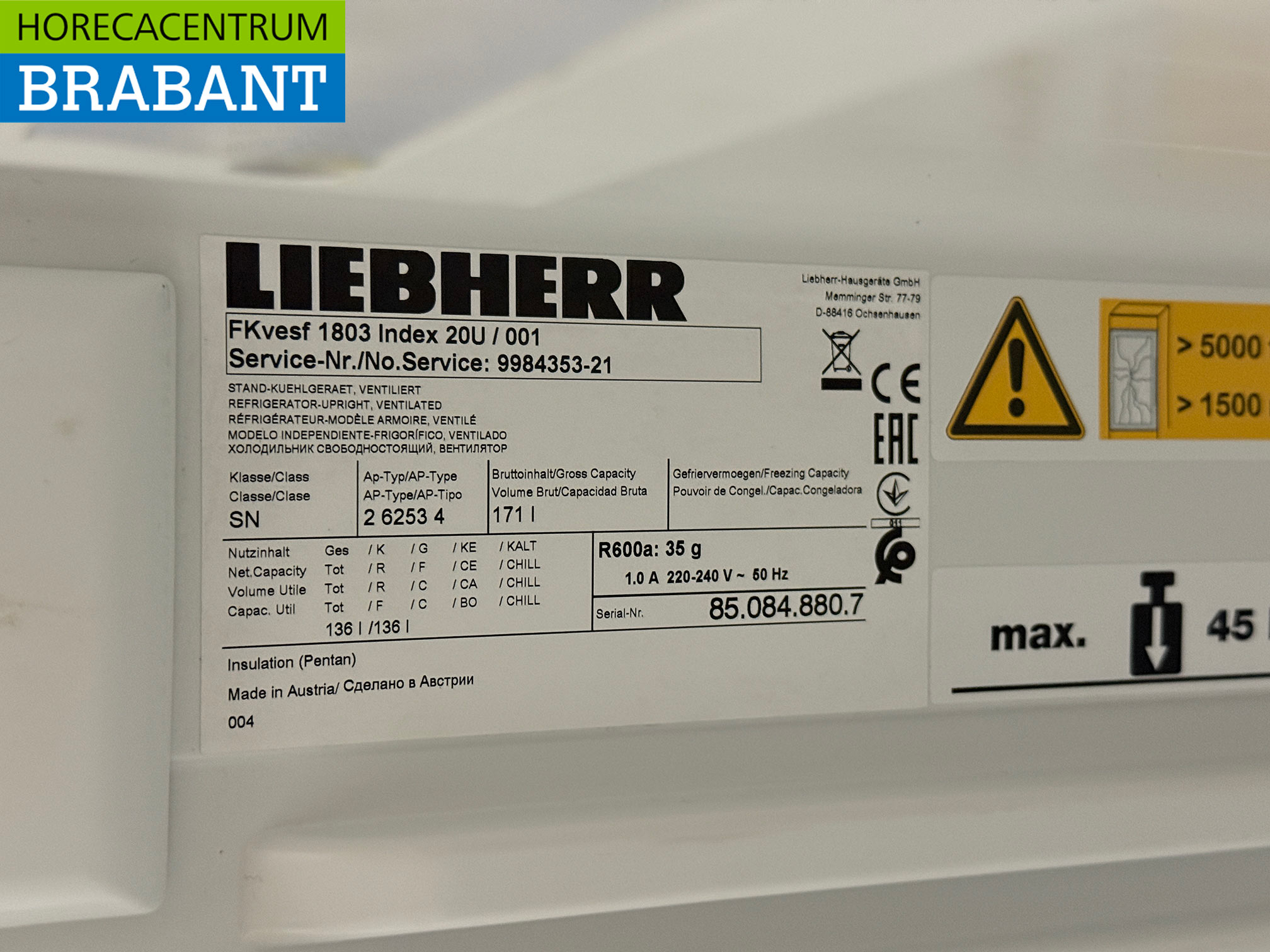 Liebherr Glastürkühlschrank Tischplatte 171 Liter 230V Catering – Bild 5