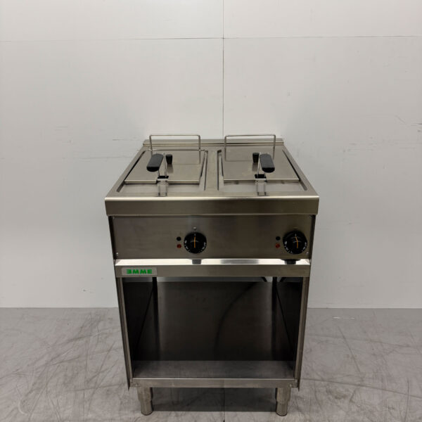 Giga Doppel-Fritteuse aus Edelstahl 2 x 8 Liter 400V Horeca