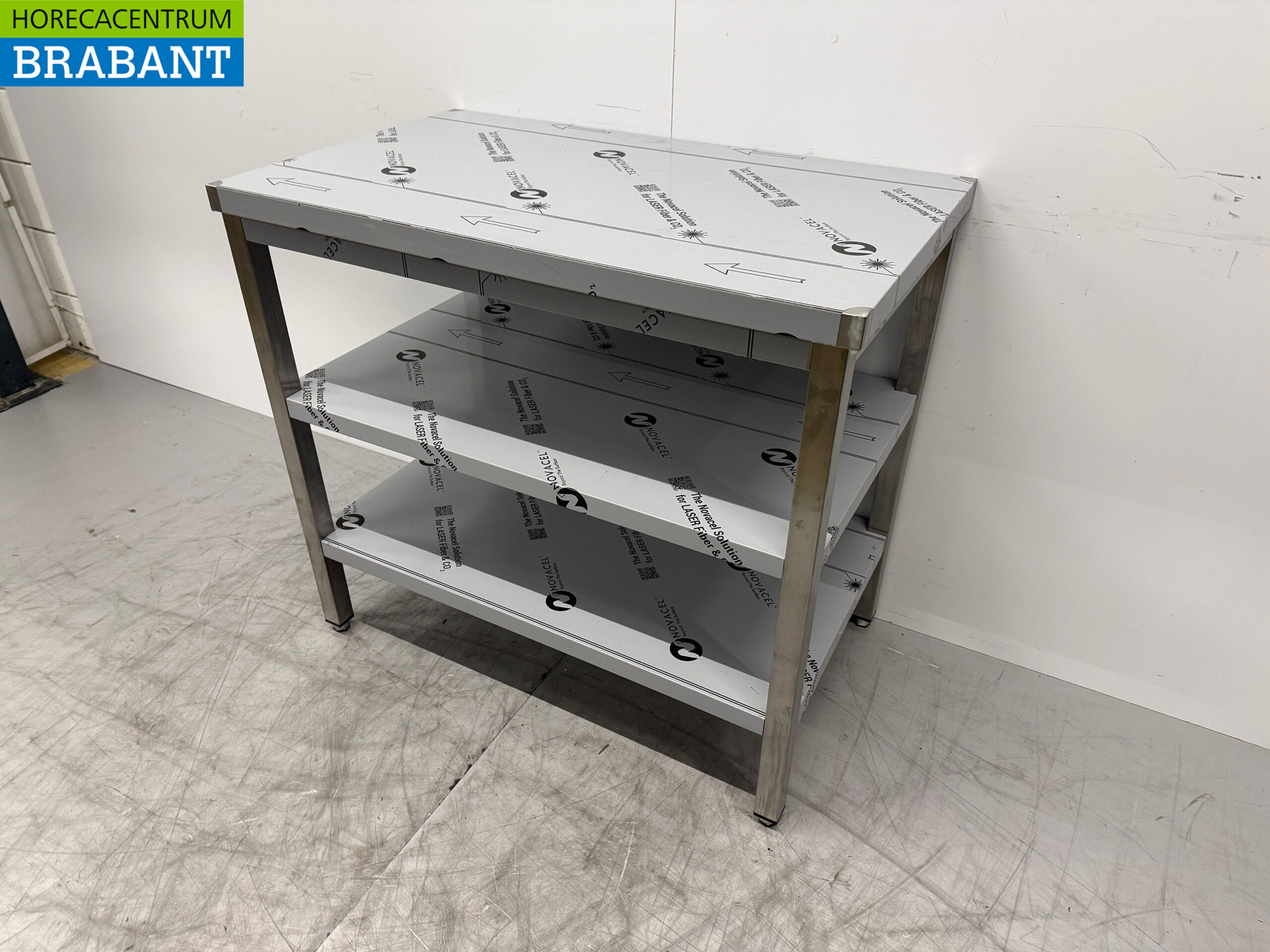 Edelstahl-Arbeitstisch mit doppelter Ablage 100 x 60 x 91 cm Horeca – Bild 2