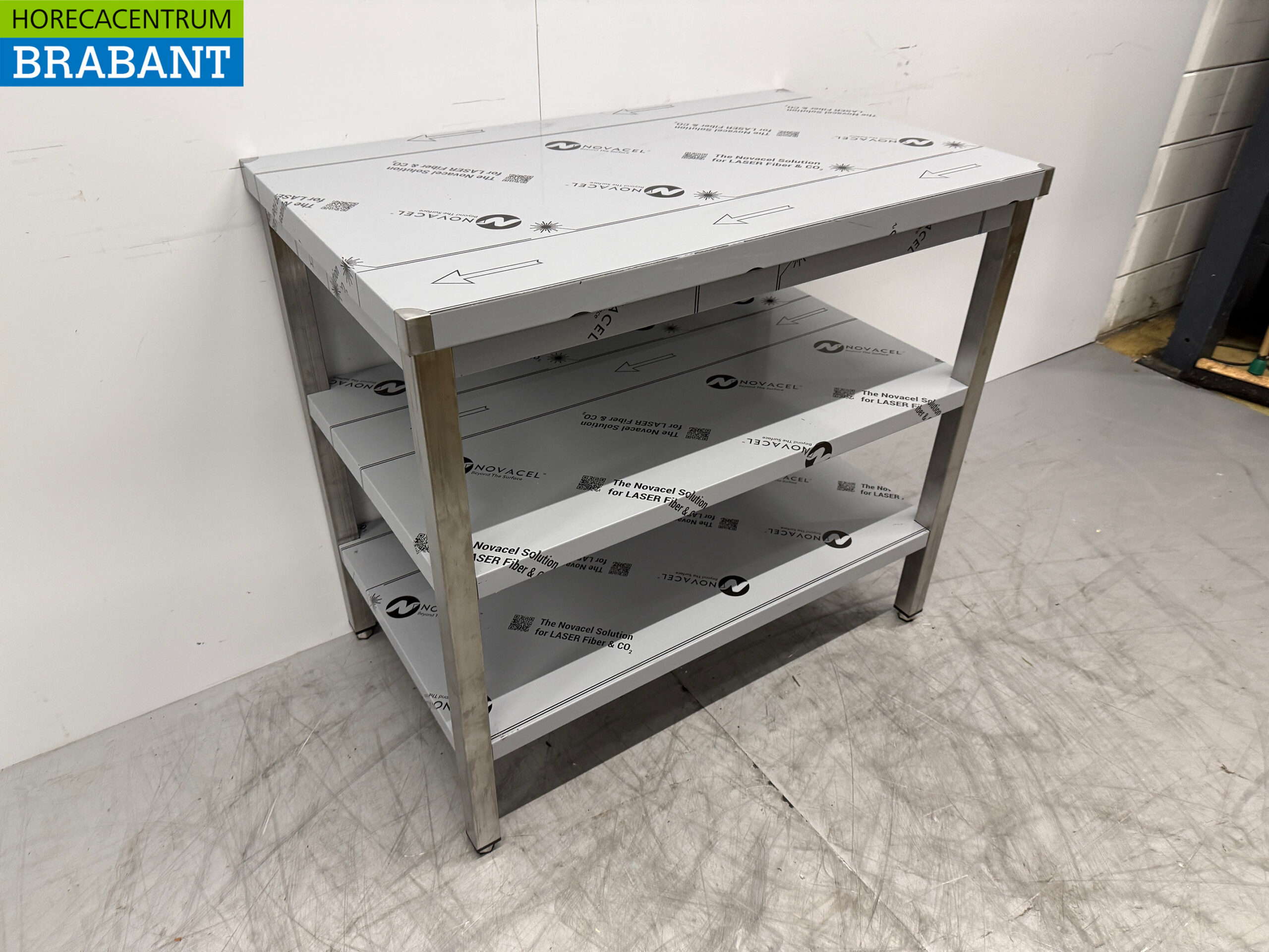 Edelstahl-Arbeitstisch mit doppelter Ablage 100 x 60 x 91 cm Horeca – Bild 3