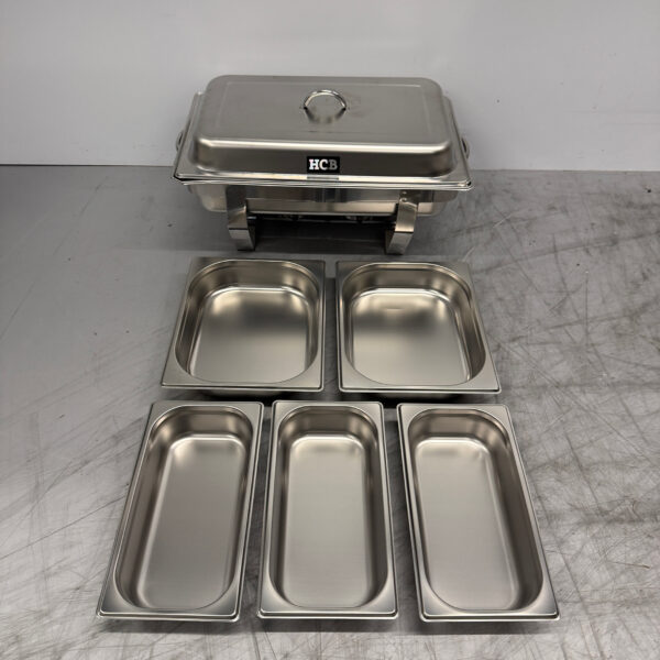 HCB Chafing dish Set aus Edelstahl 1 x 1/1, 2 x 1/2 und 3 x 1/3 GN Horeca