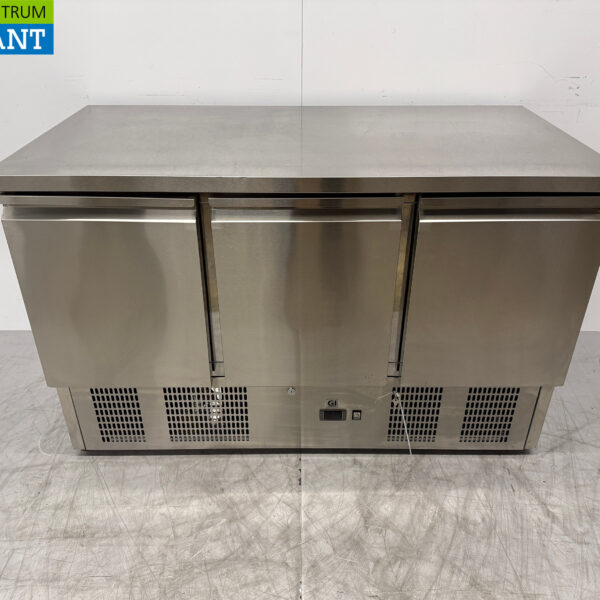 Edelstahl Gastro-Inox gekühlte Werkbank 3 Türen 136,5 cm 230V Horeca