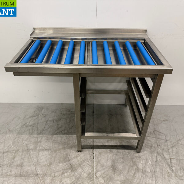 Edelstahl Entwässerungstisch Rollenbahn T.B.V. Schiebespülmaschine 106,5 x 71 x 89 cm Horeca