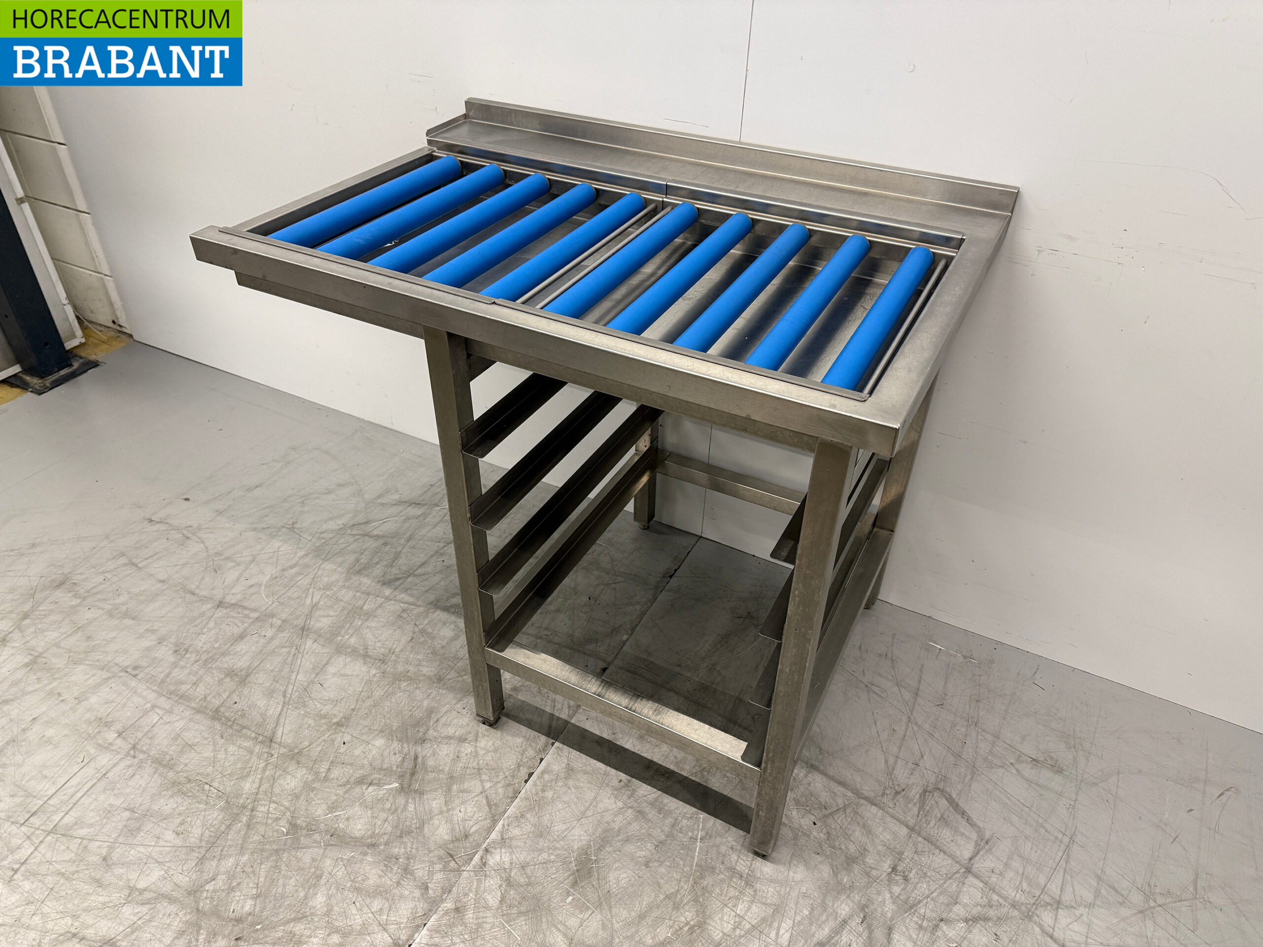 Edelstahl Entwässerungstisch Rollenbahn T.B.V. Schiebespülmaschine 106,5 x 71 x 89 cm Horeca – Bild 2