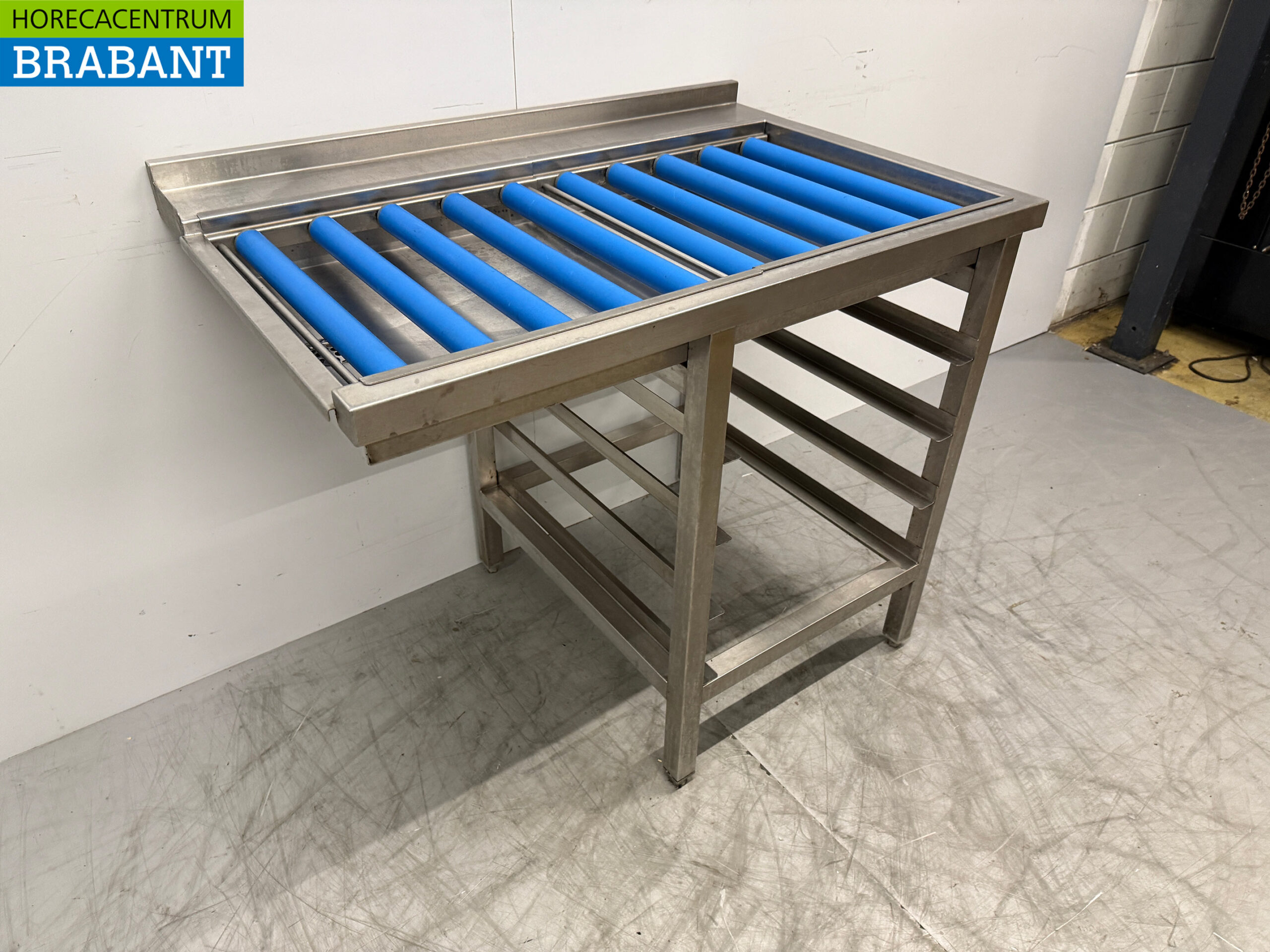 Edelstahl Entwässerungstisch Rollenbahn T.B.V. Schiebespülmaschine 106,5 x 71 x 89 cm Horeca – Bild 3