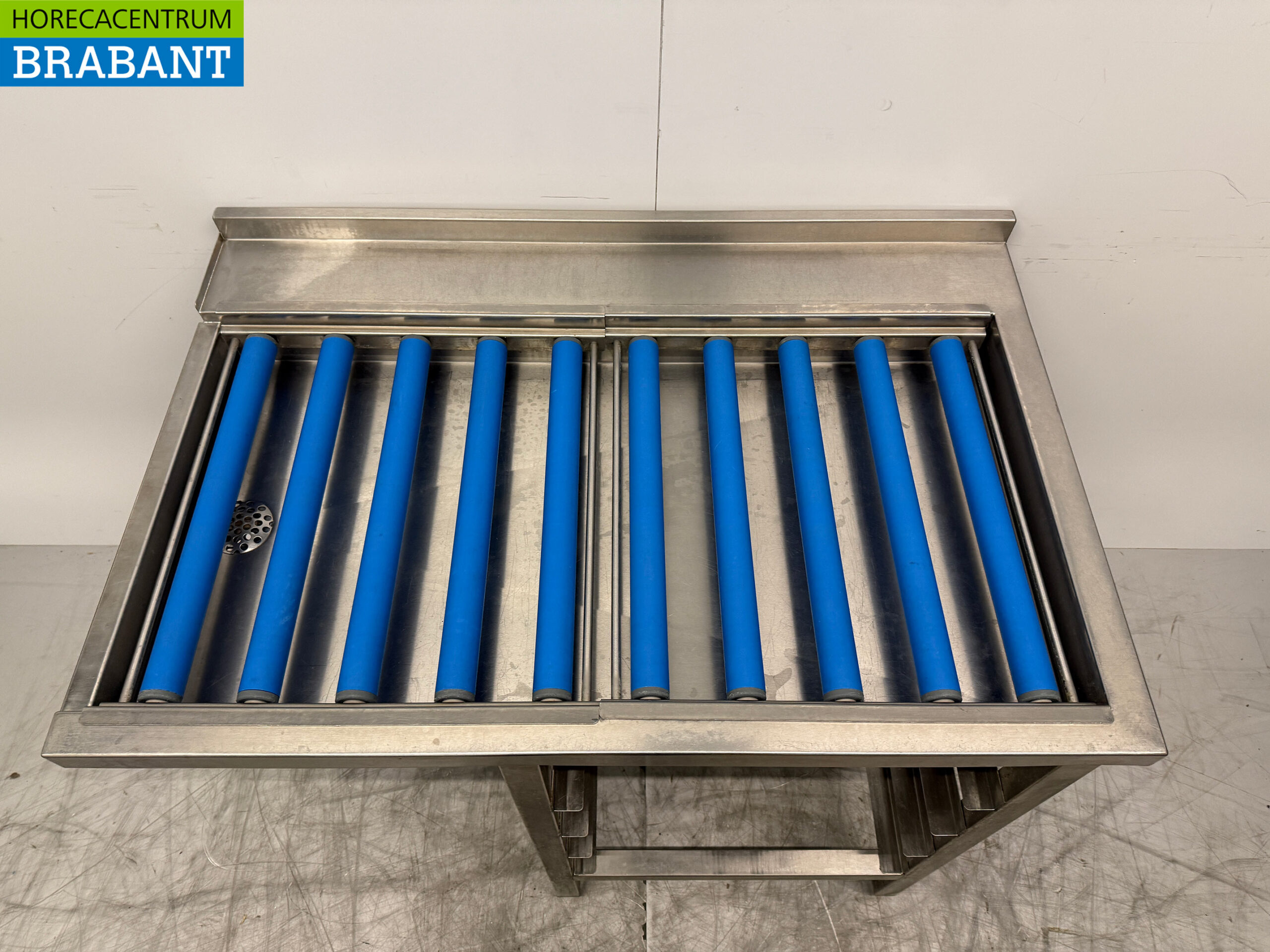 Edelstahl Entwässerungstisch Rollenbahn T.B.V. Schiebespülmaschine 106,5 x 71 x 89 cm Horeca – Bild 4