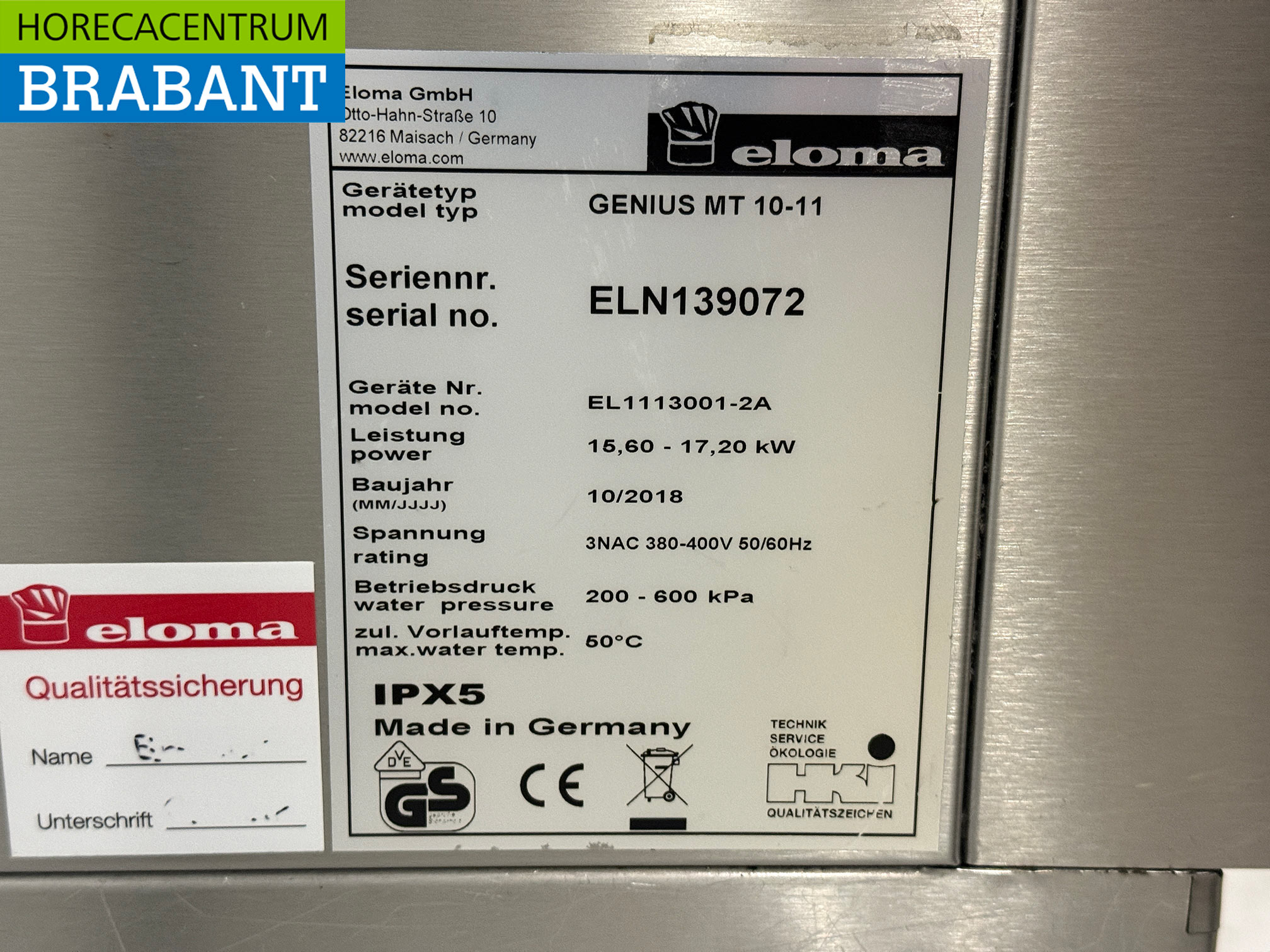 Eloma Combisteamer aus Edelstahl 11 x 1/1 GN 400V Horeca – Bild 10