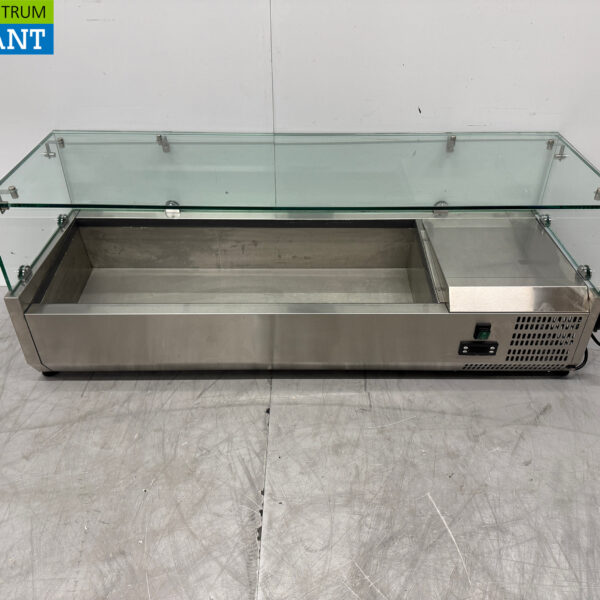 Edelstahlvitrine Aufsatz-Kühlvitrine saladière 3 x 1/3 und 1 x 1/2 GN 120 cm Horeca