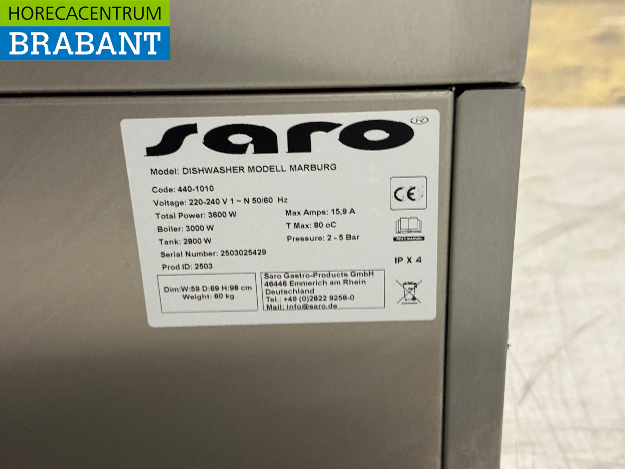 Saro Geschirrspüler aus Edelstahl mit Ablaufpumpe 230V Horeca – Bild 6