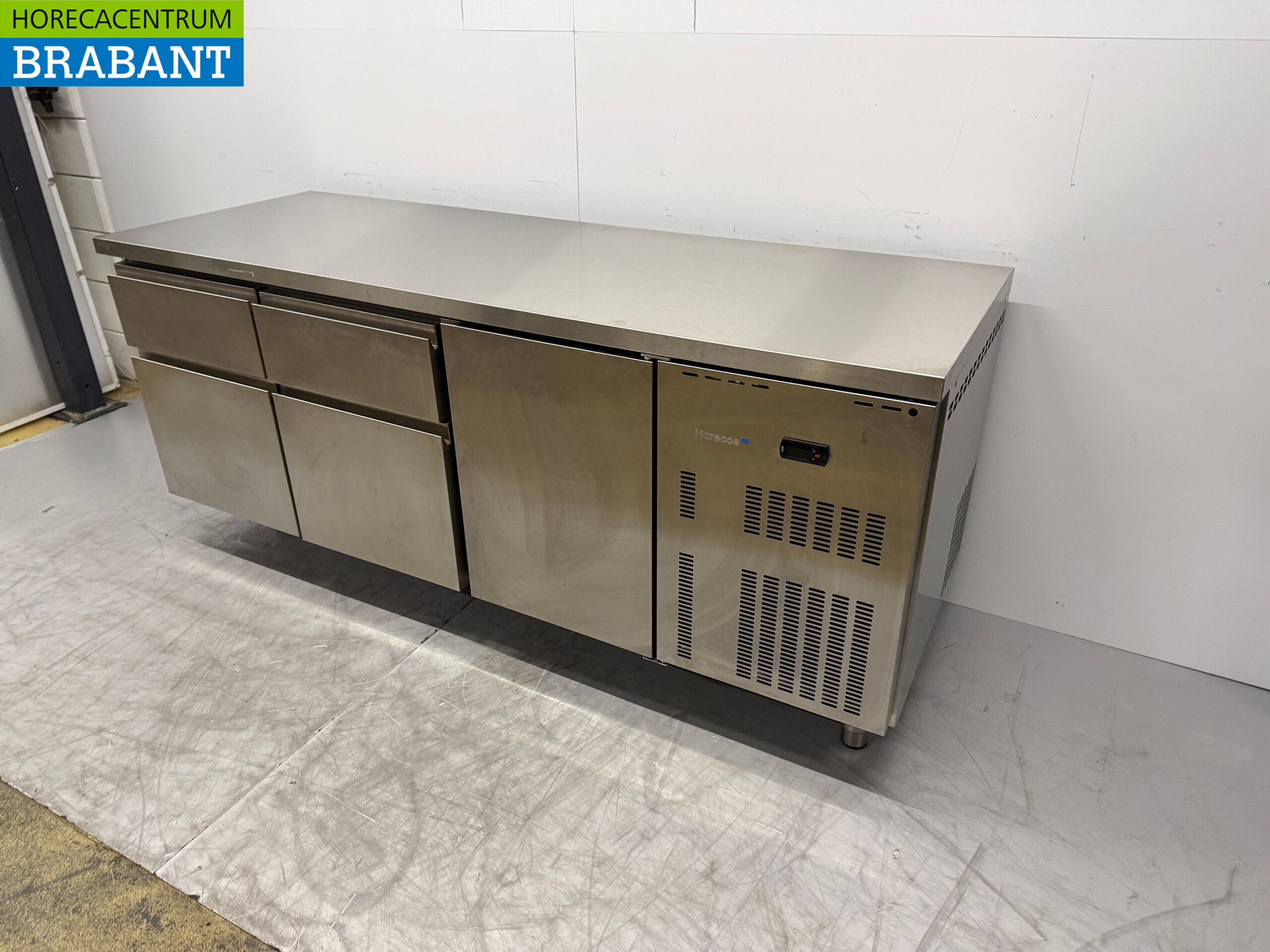 Marecos Edelstahl gekühlte Werkbank 4 Schubladen und 1 Tür 200 cm 230V Horeca – Bild 2