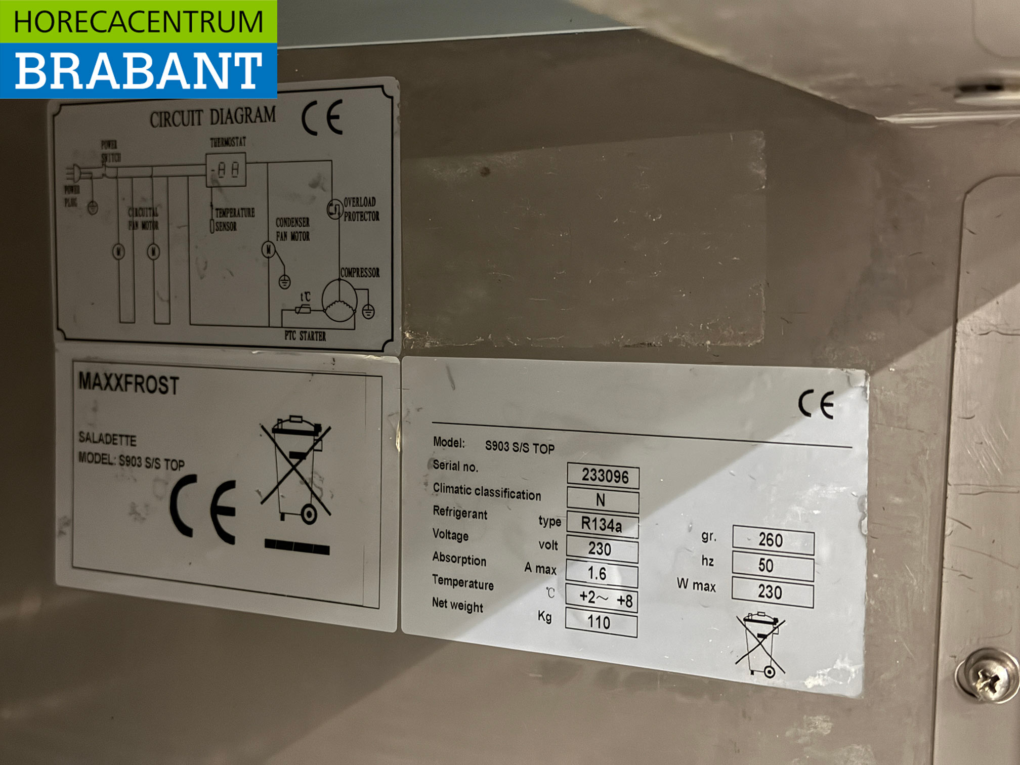 Gekühlte Werkbank aus Edelstahl 3 Türen 137 cm 230V Horeca – Bild 5