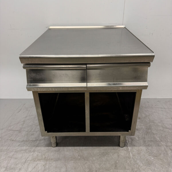 Gico Arbeitsschrank aus Edelstahl Neutraler Schrank mit 2 Schubladen 80 cm Horeca