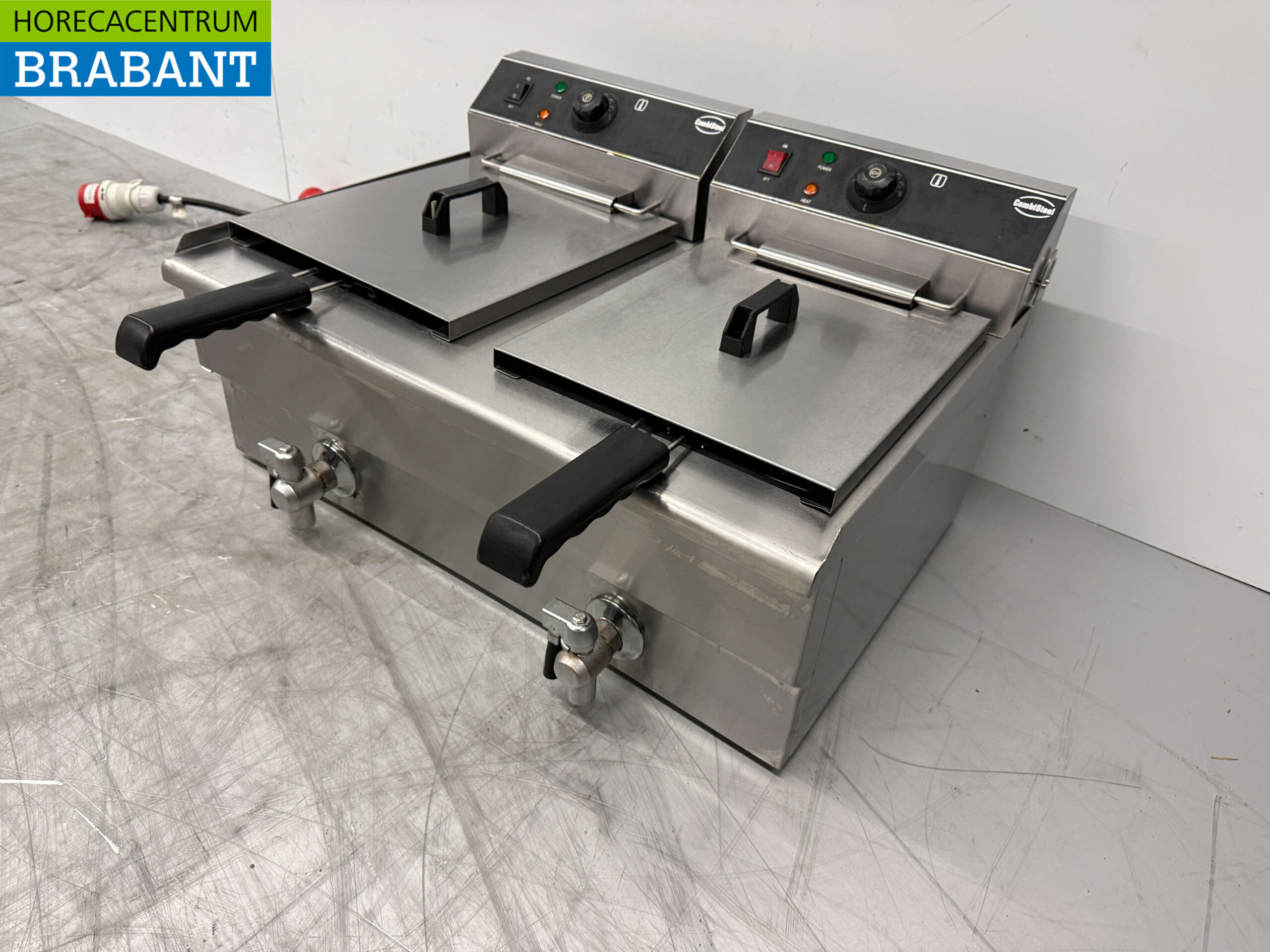 Combisteel Edelstahl Doppelfritteuse 2 x 10 Liter 400V Horeca – Bild 3