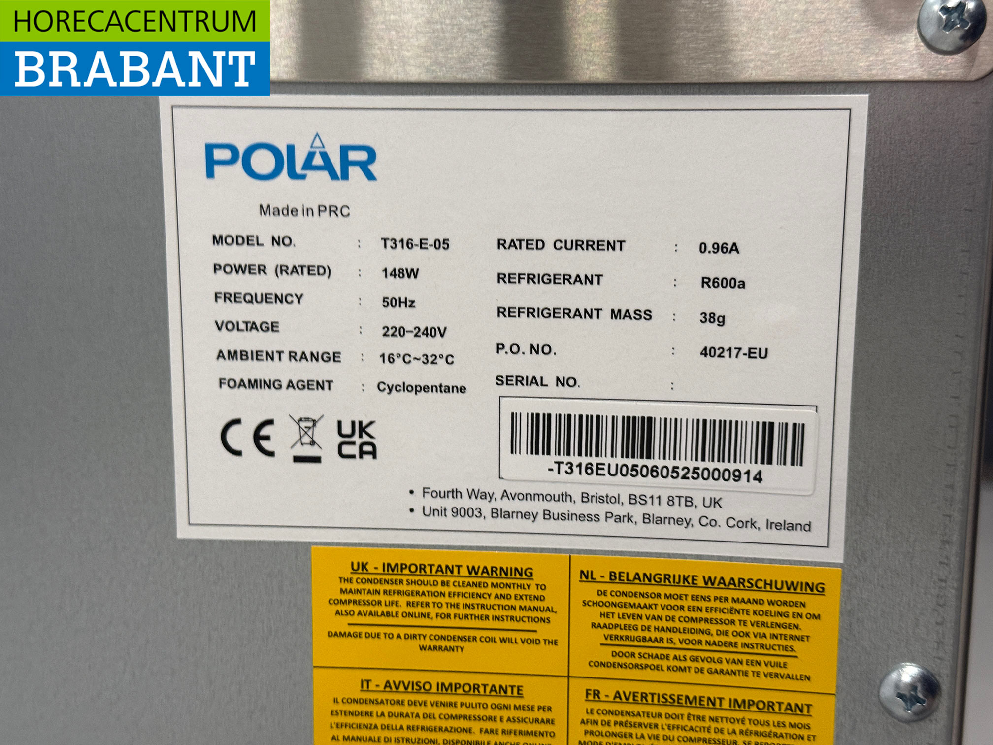Polar T316 Eiswürfelmaschine aus Edelstahl 20 kg/24h 230V Horeca – Bild 7