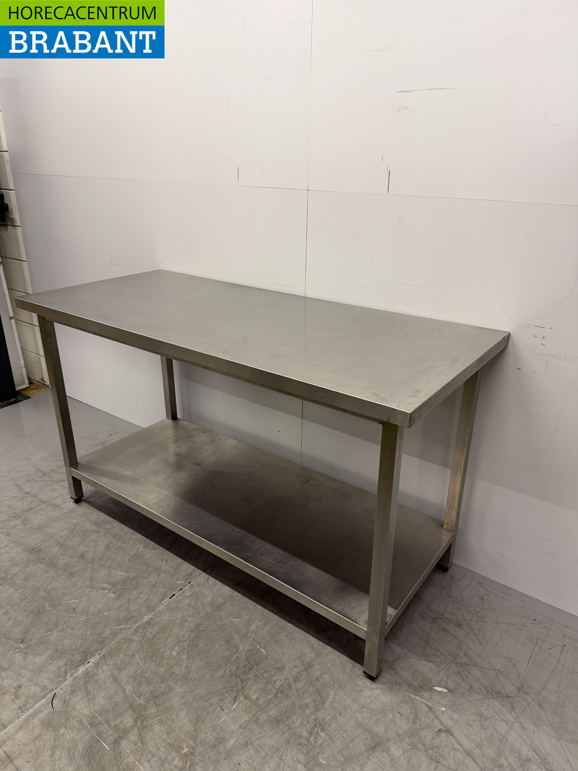 Edelstahl-Arbeitstisch mit Zwischenboden 160 x 70 x 92 cm Catering – Bild 2