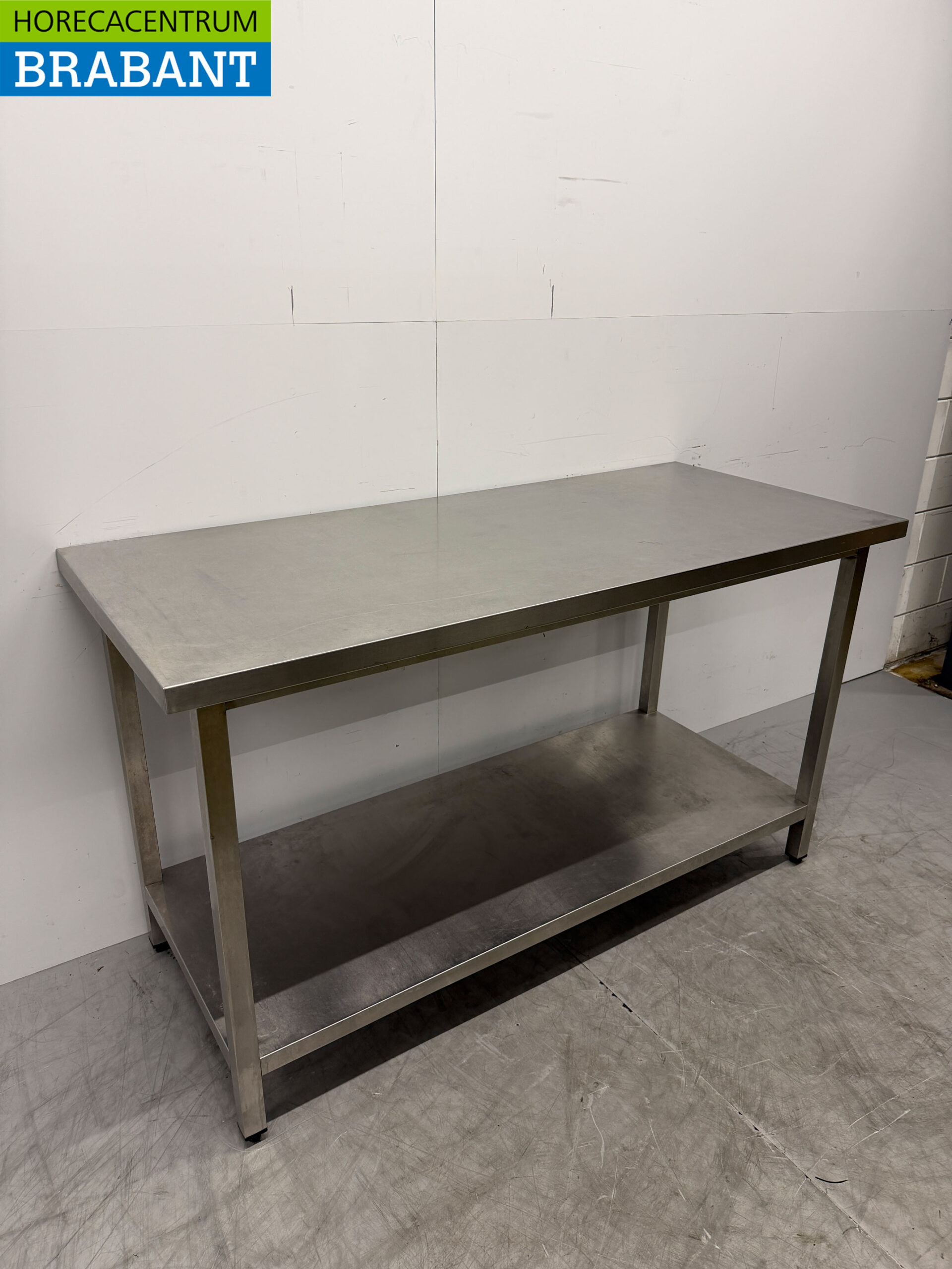 Edelstahl-Arbeitstisch mit Zwischenboden 160 x 70 x 92 cm Catering – Bild 3