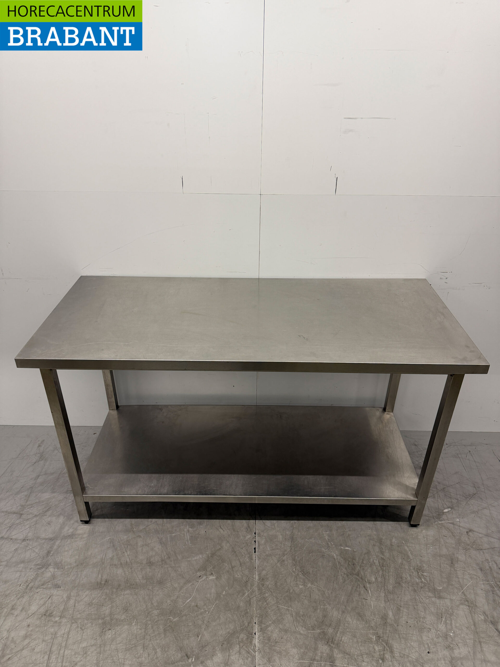 Edelstahl-Arbeitstisch mit Zwischenboden 160 x 70 x 92 cm Catering – Bild 4