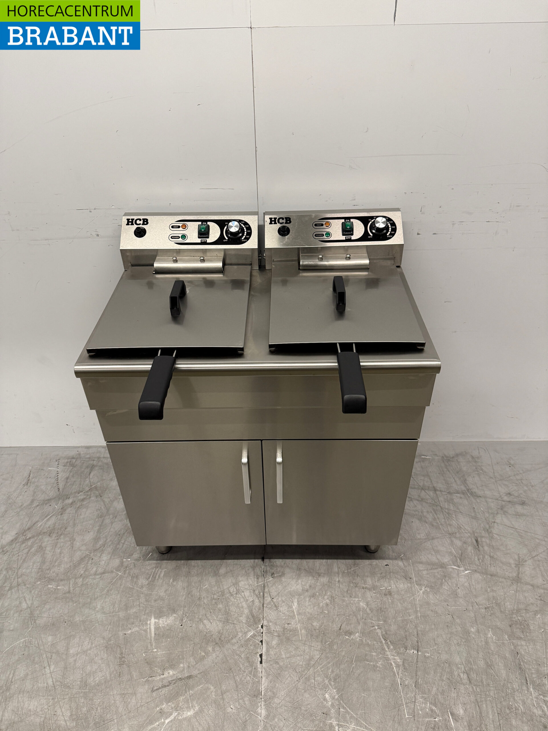 HCB Edelstahl-Doppelfritteuse Frittieren 2 x 14 Liter 400V Horeca