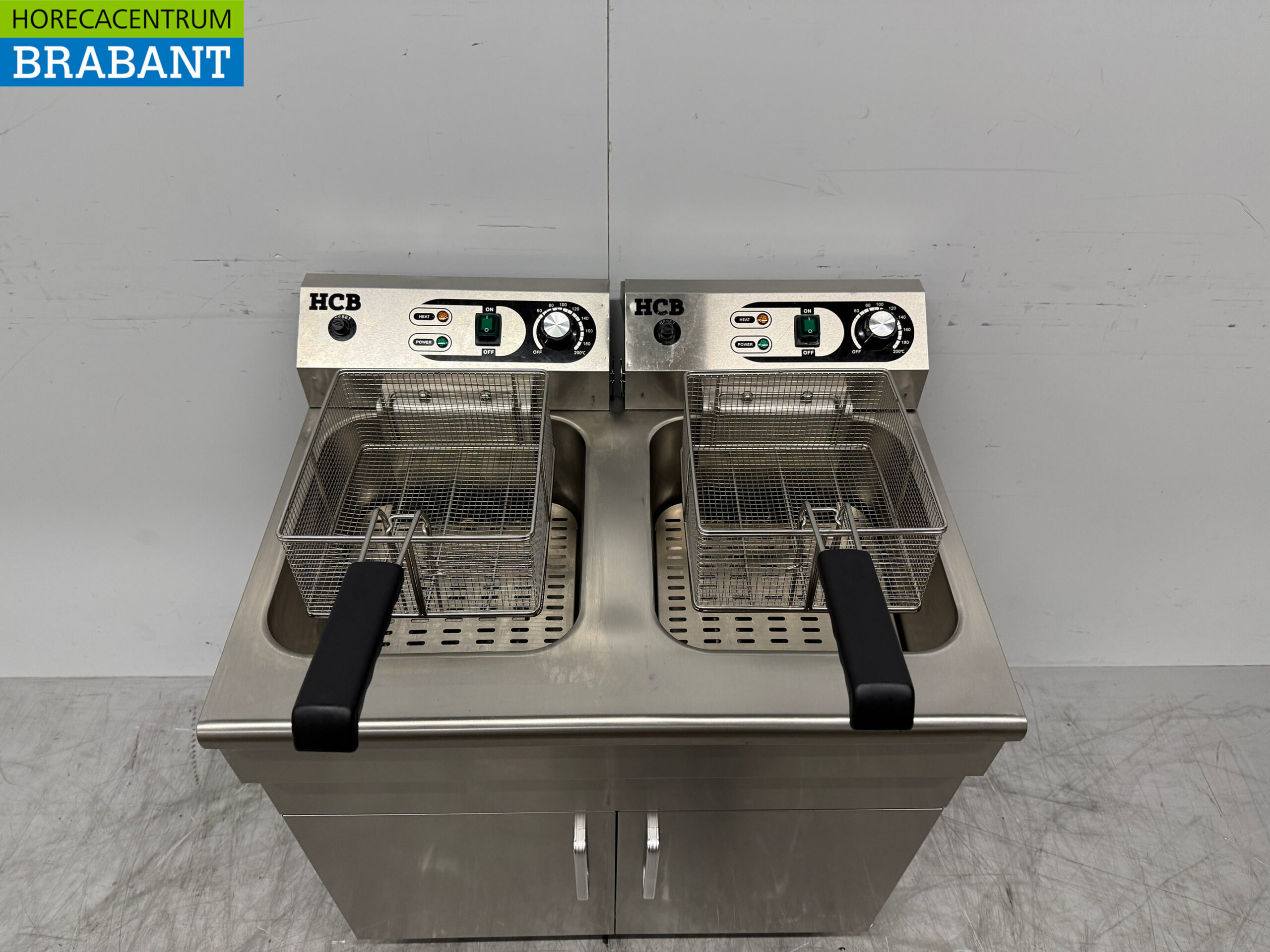 HCB Edelstahl-Doppelfritteuse Frittieren 2 x 14 Liter 400V Horeca – Bild 4
