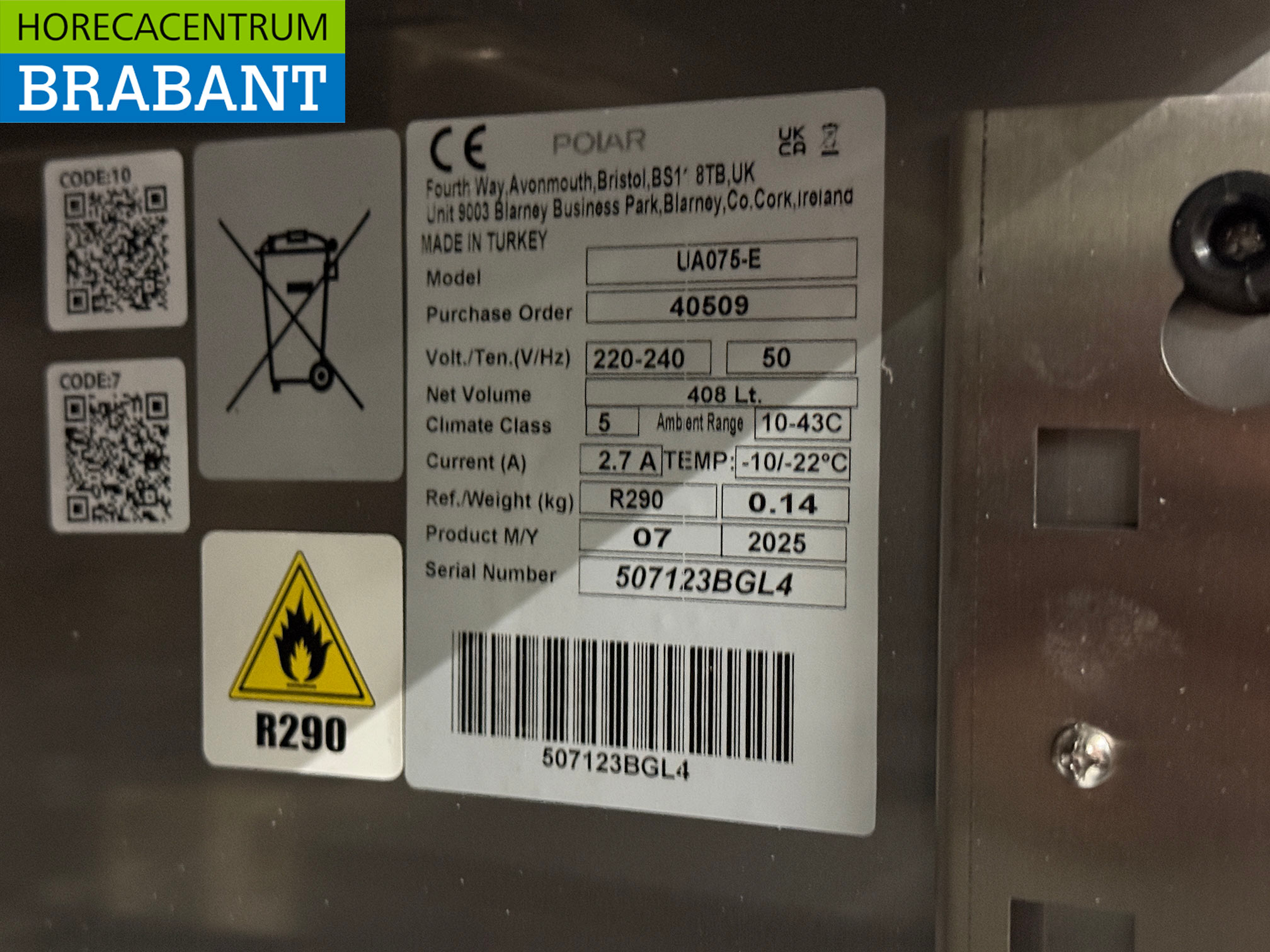 Edelstahl Polar Mobile Gefriertruhe Werkbank 4 Türen 227,5 cm 230V Horeca – Bild 6