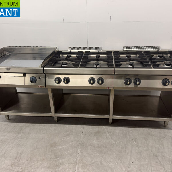 Edelstahl Electrolux Backen Linie Spiegel Grill und 2 x 4 Brenner Herd 240 cm GAS Horeca