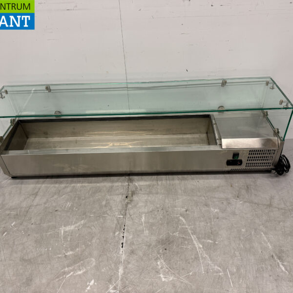 Thekenvitrine aus Edelstahl Thekenkühler saladière 7 x 1/4 GN 150 cm Horeca