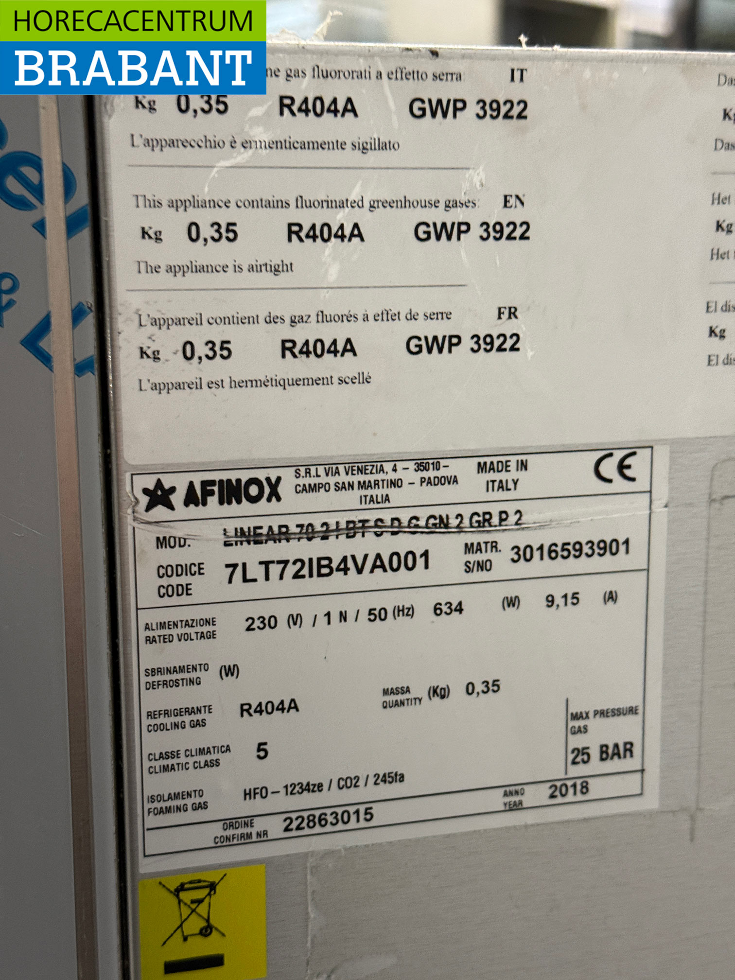 Edelstahl Afinox Gefrierschrank Werkbank 2 Türen 126,5 cm 230V Horeca – Bild 5