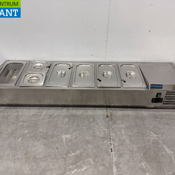 Edelstahl-Thekenvitrine Thekenkühlung Salatgestell 5 x 1/3 und 1 x 1/2 GN 150 cm Horeca