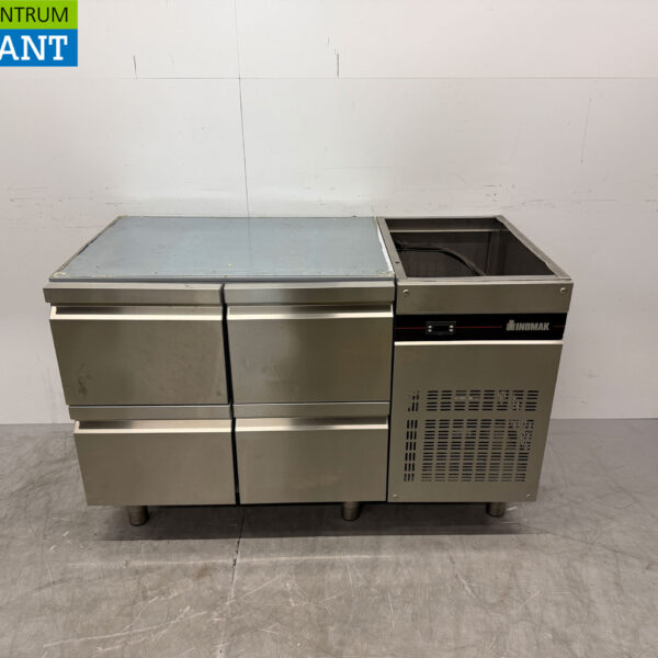 Edelstahl Inomak gekühlte Werkbank 4 Schubladen 134 cm 230V Horeca
