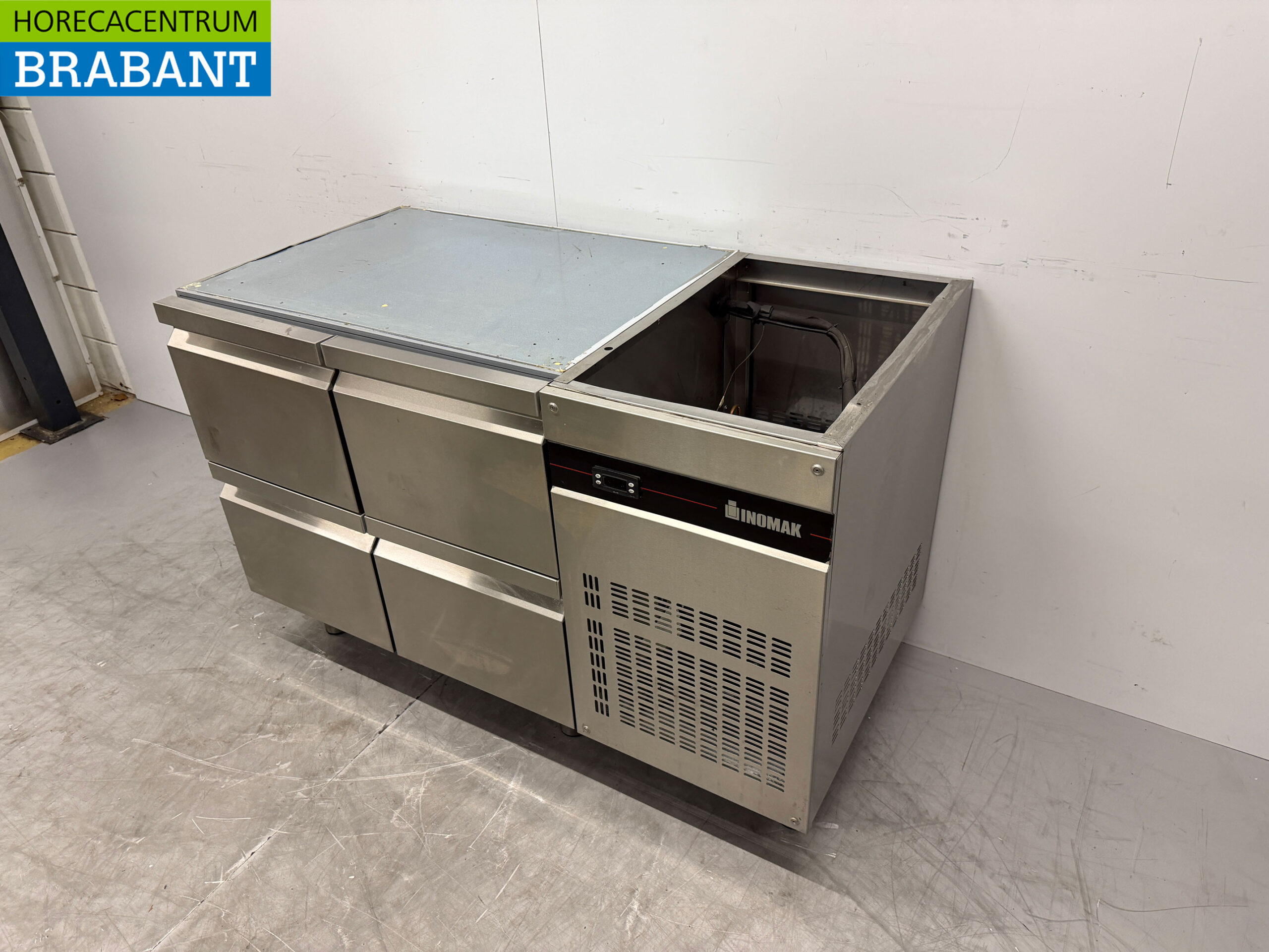 Edelstahl Inomak gekühlte Werkbank 4 Schubladen 134 cm 230V Horeca – Bild 2