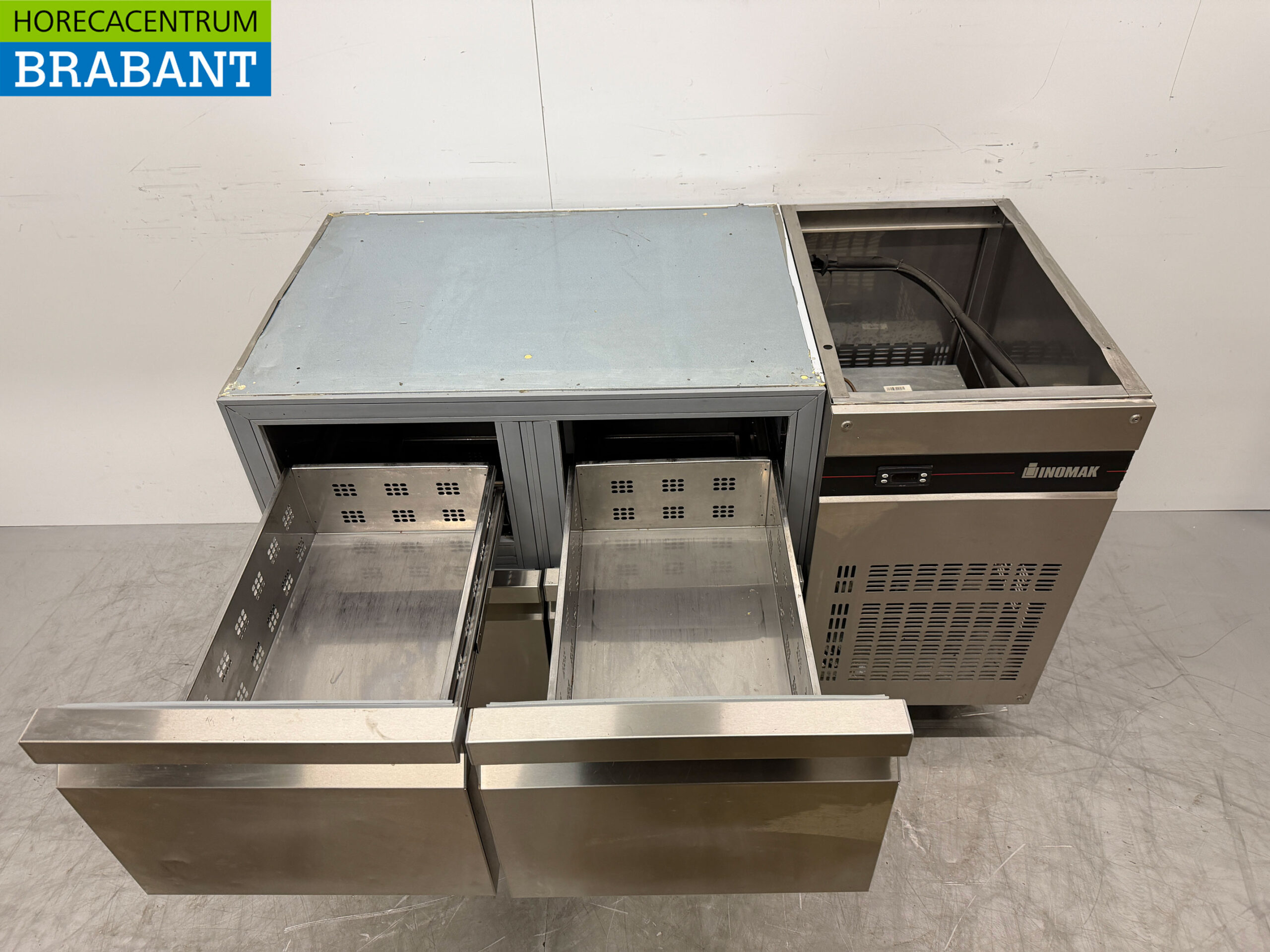 Edelstahl Inomak gekühlte Werkbank 4 Schubladen 134 cm 230V Horeca – Bild 5