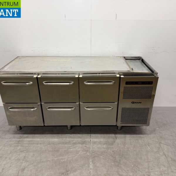 Edelstahl Gram Gekühlte Werkbank 6 Schubladen 173 cm 230V Horeca