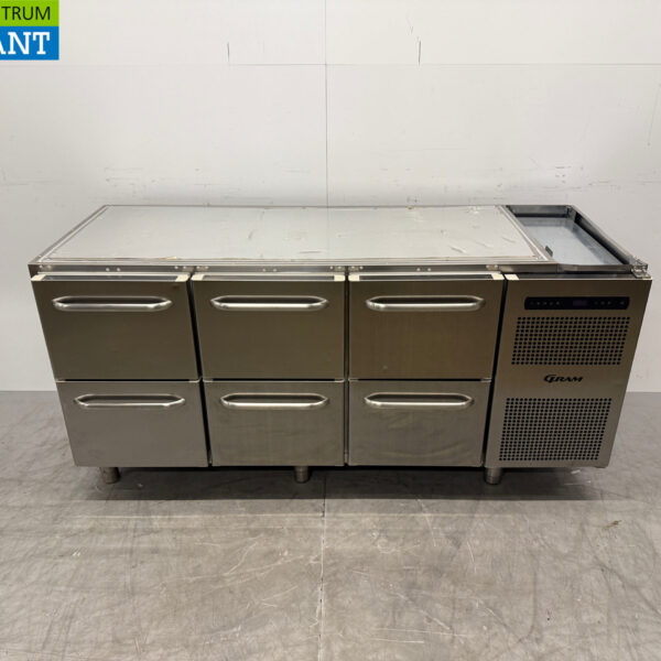 Edelstahl Gram Gekühlte Werkbank 6 Schubladen 173 cm 230V Horeca