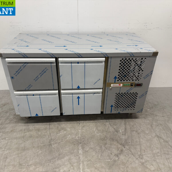 Edelstahl Tecnodom Gekühlte Werkbank 4 Schubladen 142,5 cm 230V Horeca