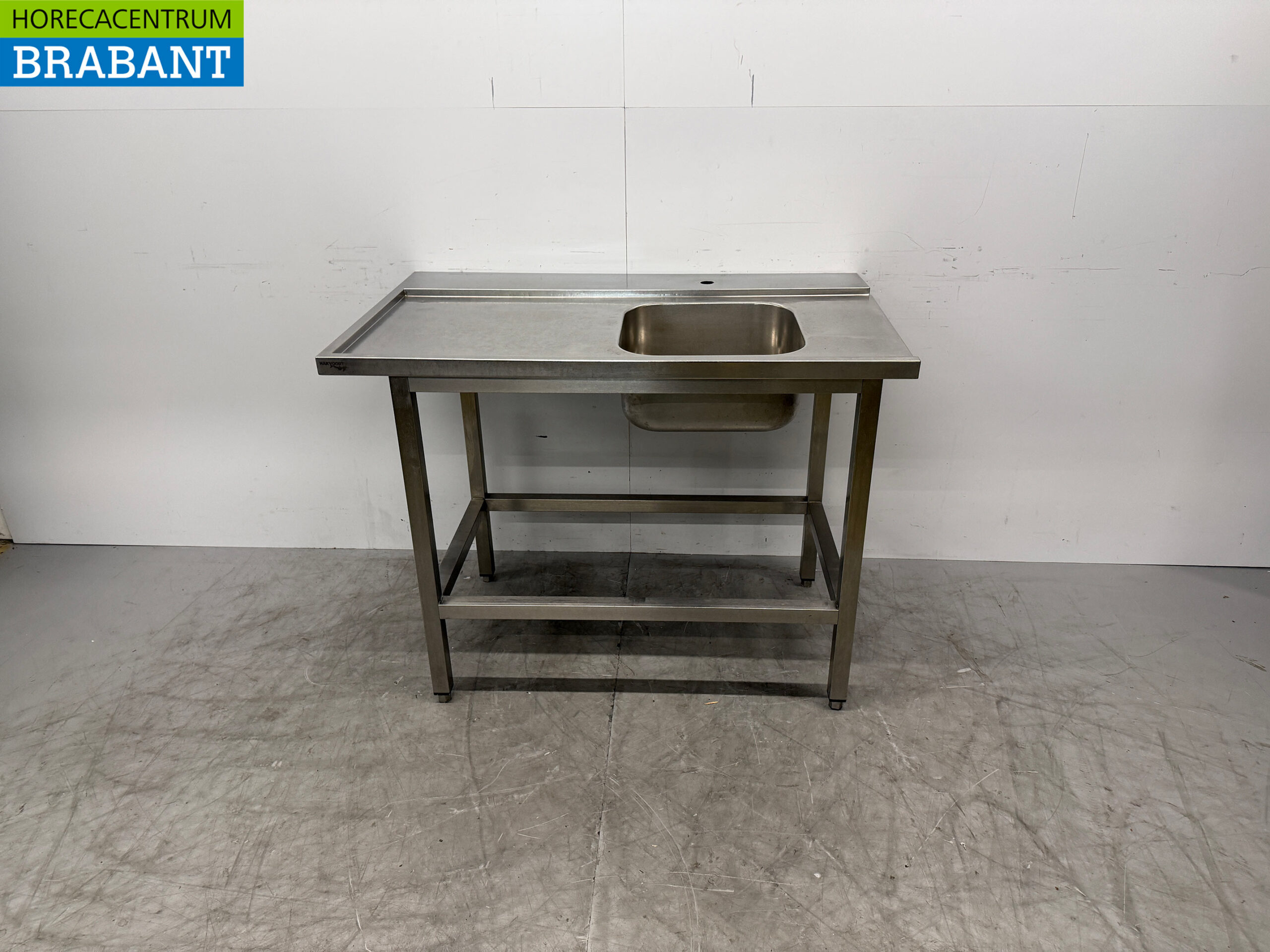 Edelstahl-Futtertisch T.B.V. Schiebespülmaschine 120 x 73 x 89,5 cm Horeca