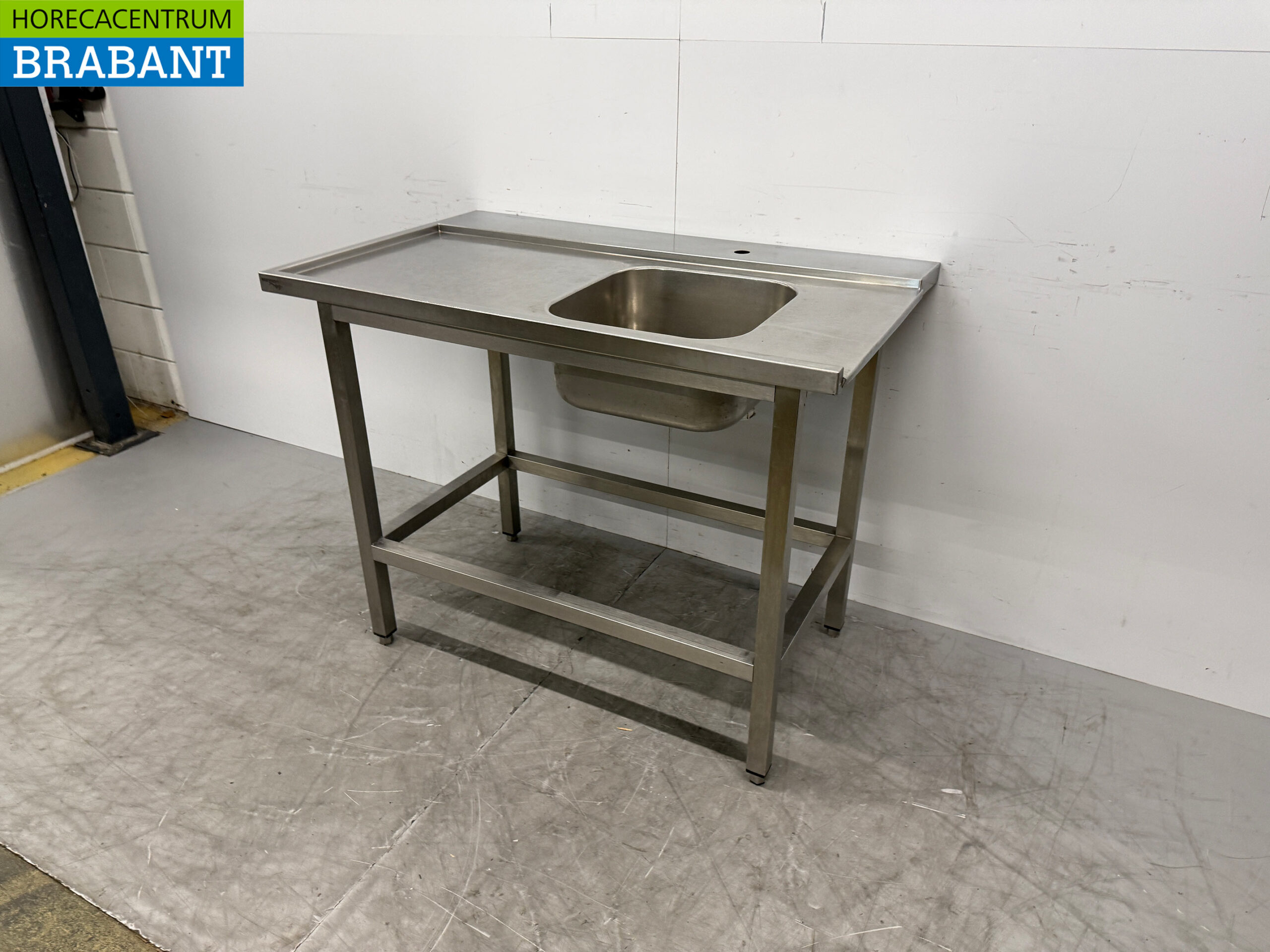 Edelstahl-Futtertisch T.B.V. Schiebespülmaschine 120 x 73 x 89,5 cm Horeca – Bild 2