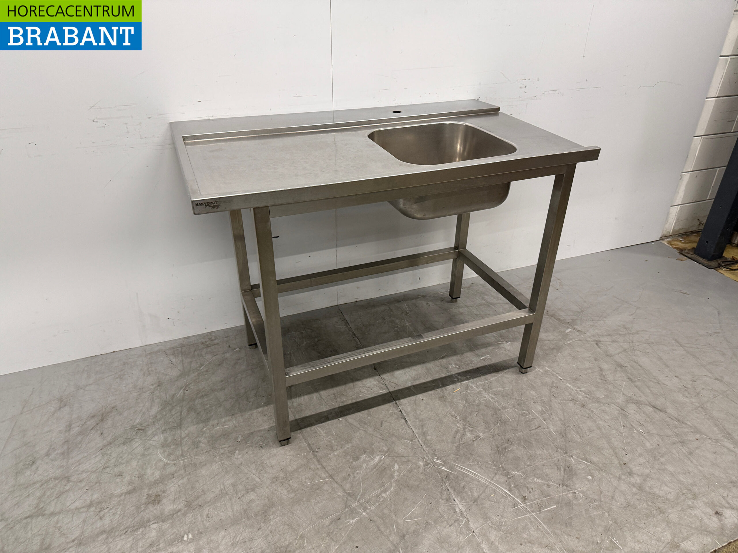 Edelstahl-Futtertisch T.B.V. Schiebespülmaschine 120 x 73 x 89,5 cm Horeca – Bild 3