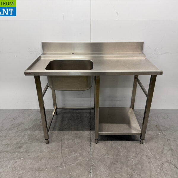 Edelstahl Novameta Futtertisch T.B.V. Durchlaufspülmaschine 130 x 72 x 92 cm Horeca