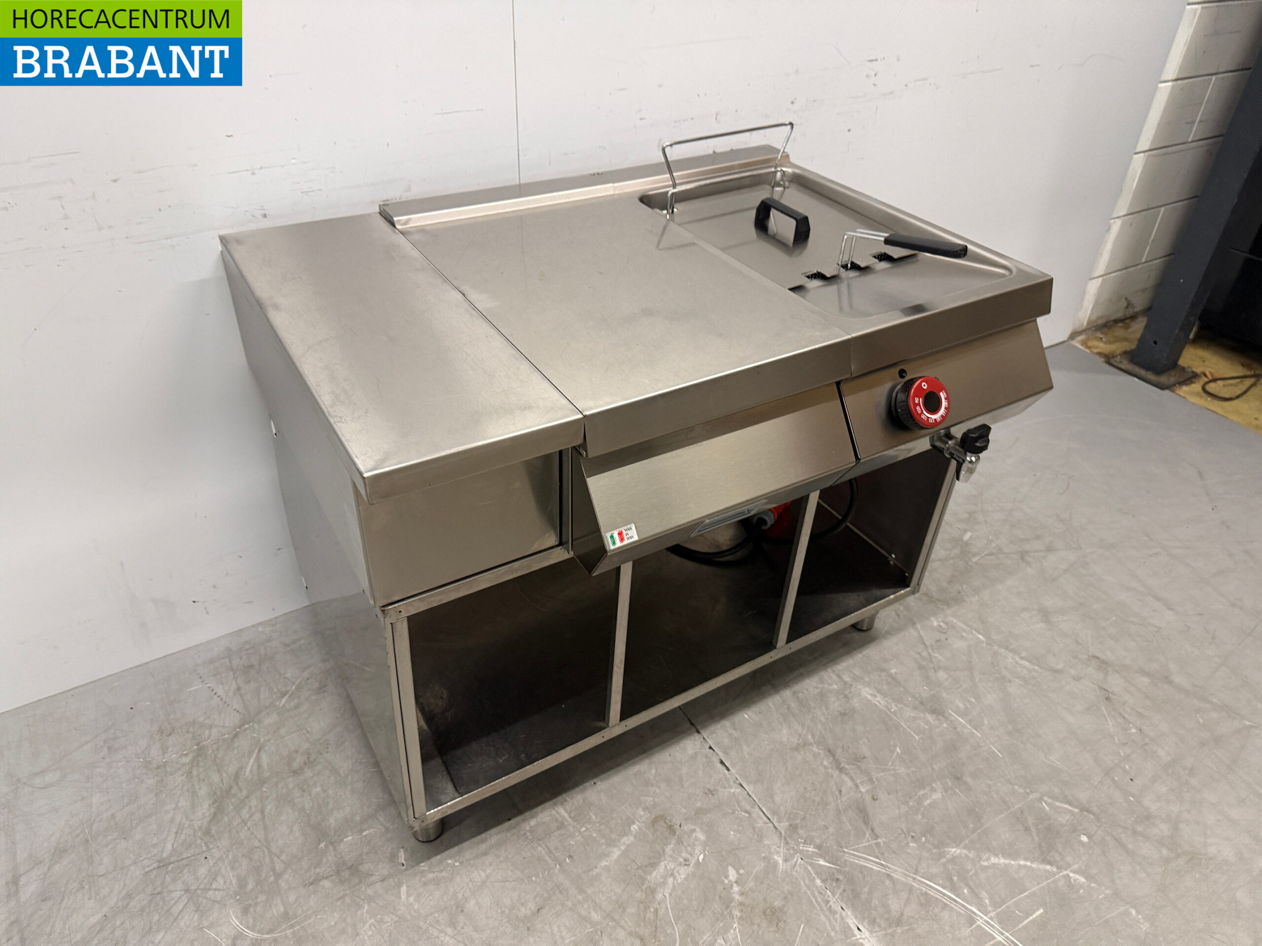 Ilsa Fritteuse aus Edelstahl 7 Liter mit Arbeitsfläche 105 cm 400V Horeca – Bild 3