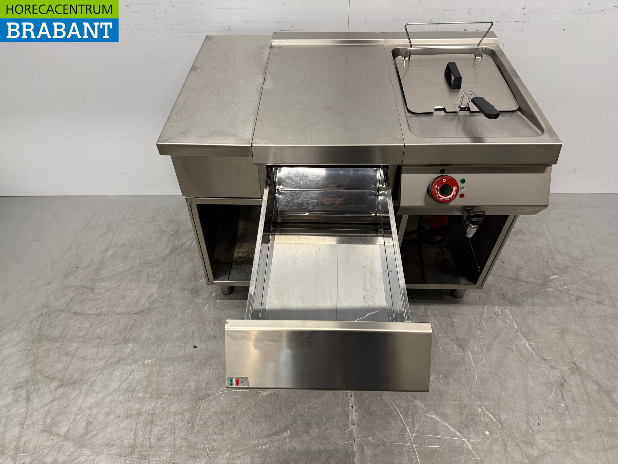 Ilsa Fritteuse aus Edelstahl 7 Liter mit Arbeitsfläche 105 cm 400V Horeca – Bild 4