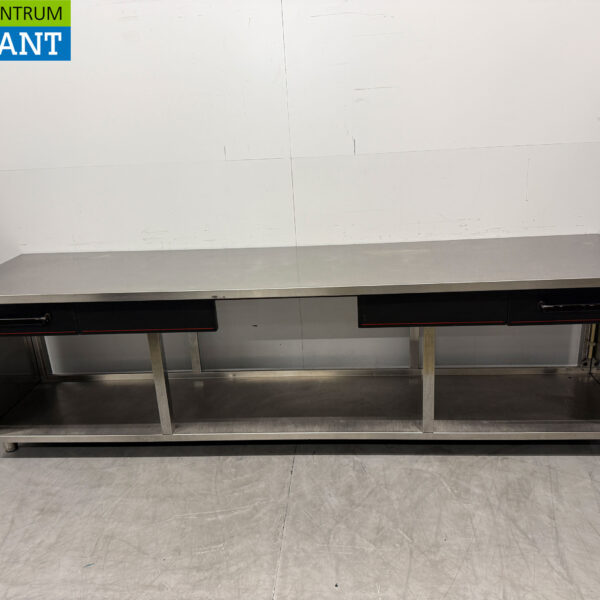 Atag Edelstahl-Arbeitstisch mit Unterregal 300 x 70 x 86,5 cm Catering
