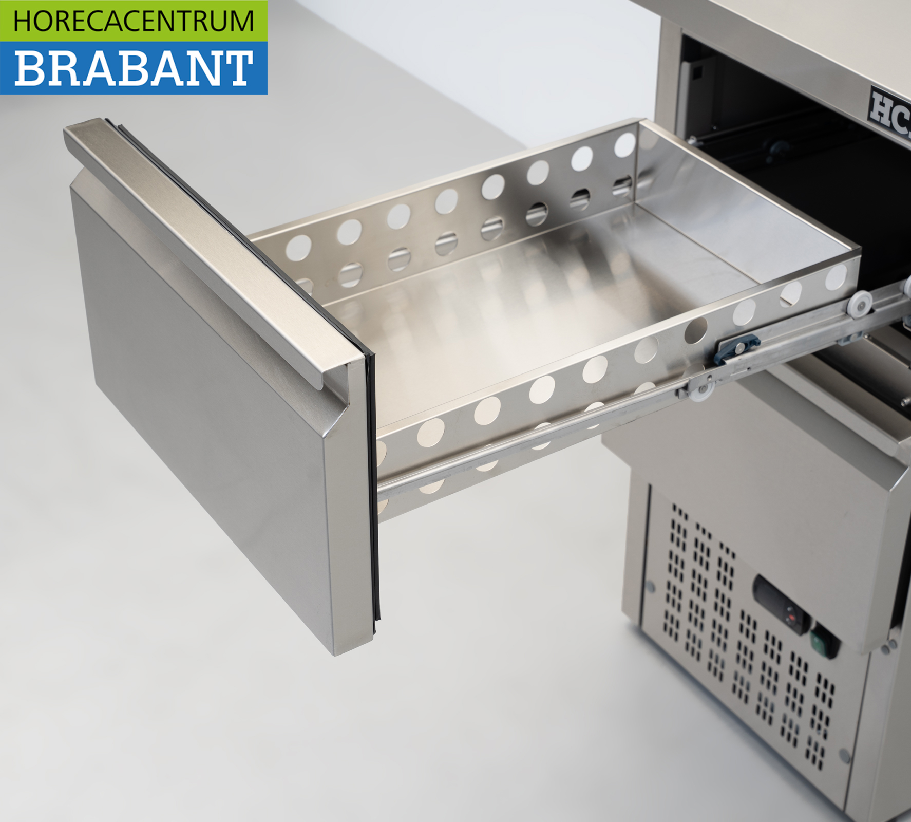 HCB Edelstahl-Kühlwerkbank 2 Schubladen 1/1 GN 43,5 cm 230V Horeca – Bild 5