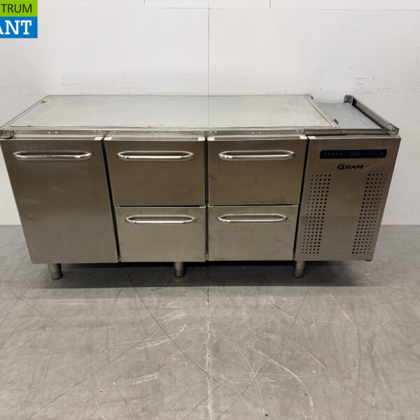 Edelstahl Gram Gekühlte Arbeitsplatte 1 Tür und 4 Schubladen 172 cm 230V Horeca