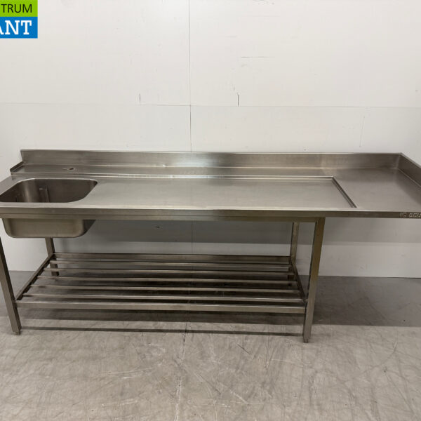 Edelstahl Versorgungstisch Spülbecken mit Untergestell 258,5 x 75 x 88,5 cm Horeca