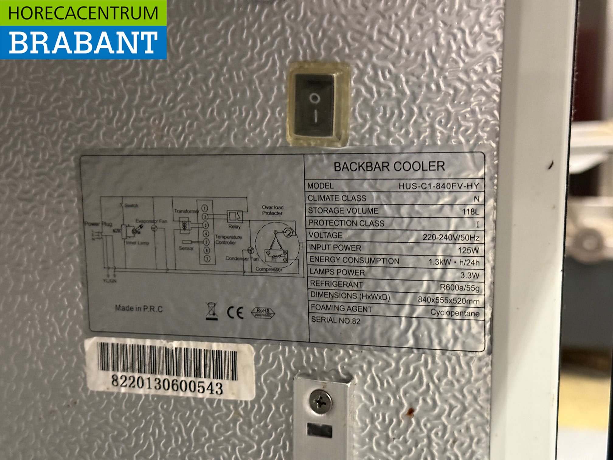 Bar-Kühlschrank 1 Tür 118 Liter 55,5 cm 230V Horeca – Bild 5